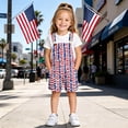 thumbnail image 5 of Kids Patriotic Denim Bib Overalls Shorts American Flag Star Striped Design Casual Jean Jumpsuit Outfits for Boys 4th of July Holiday Daily Wear, 5 of 6