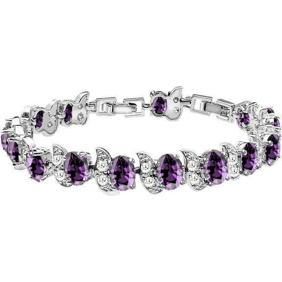 Bracelets for Women, Electroplated Silver Refined All-Match Zircon Bangle can be Worn Alone or Paired with Other Pieces is A Dazzling Gift for A Friend or Loved One, Purple