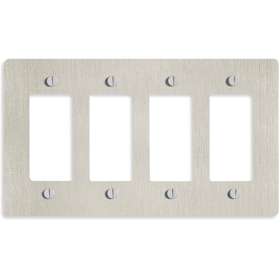 SELECT 4-Gang Satin Nickel Wall Plate Cover, Electrical Receptacle Outlet Faceplate, GFI/Rocker Decorator Light Switch Cover