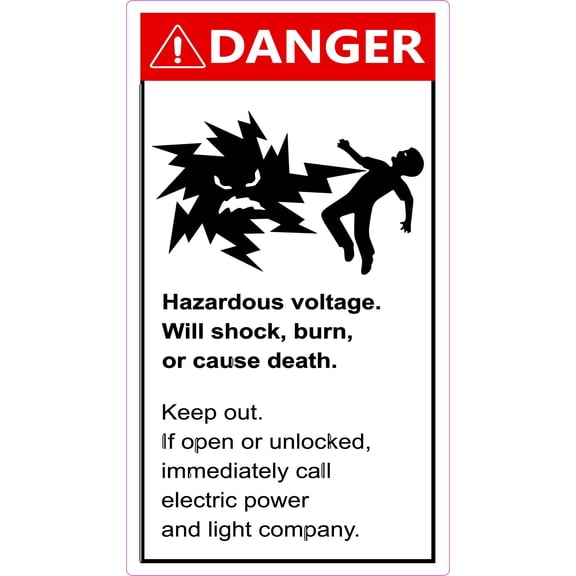 StickerTalk Danger Voltage If Open Call Magnet, 4.5 inches x 8 inches