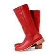 thumbnail image 2 of Siilsaa Western Cowboy Boots for Women - Knee High Wide Calf Cowgirl Boots Red,6, 2 of 5