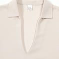 thumbnail image 3 of Miluxas Men's Open Collar Deep V-Neck Casual Shirt - Textured Short Sleeve Top, Breathable Lightweight Tee for Summer Daily Wear, Weekend Outings & Casual Occasions Khaki M(M), 3 of 8