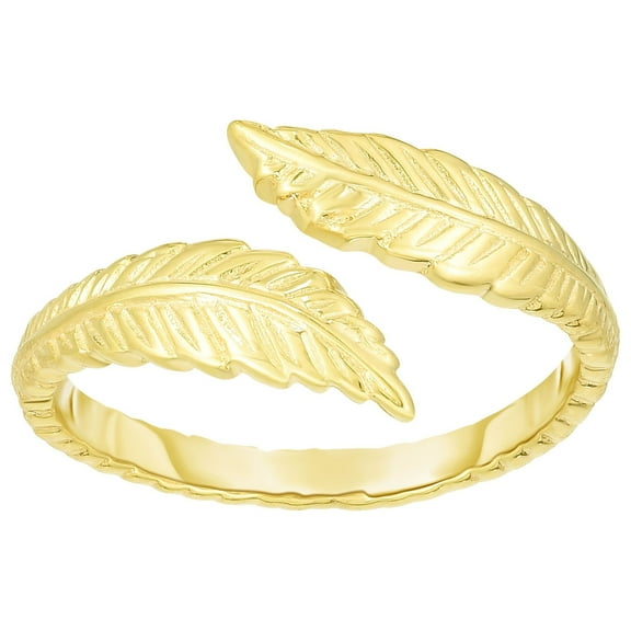 14K Yellow Gold Leaf Adjustable Toe Ring 9mm