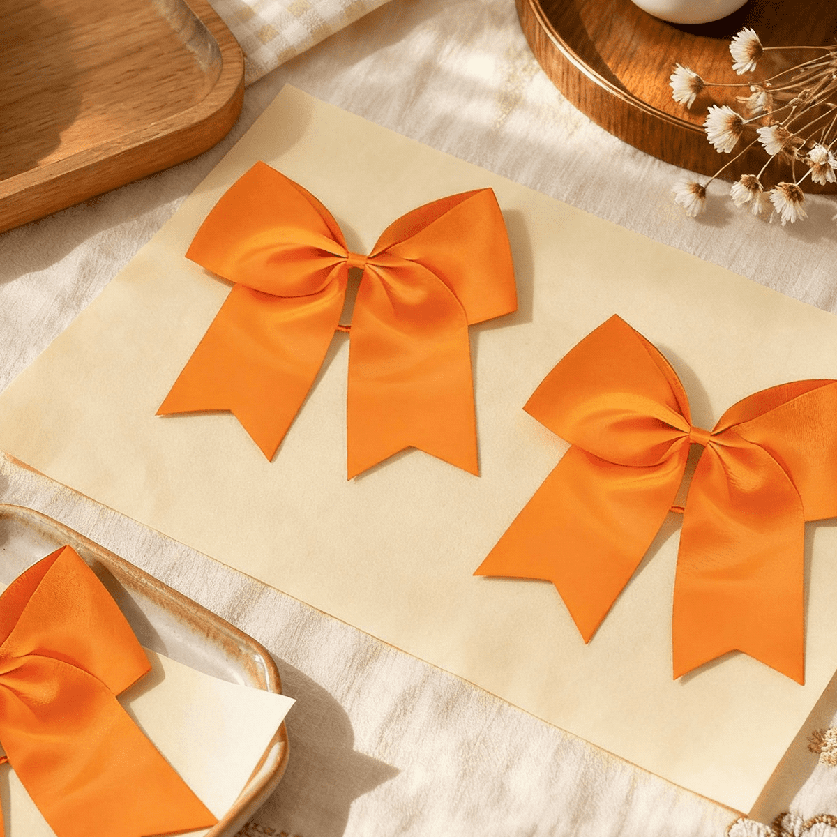 JoyBowie 48pcs Orange Satin Hair Bows Bright Orange Bows for Girls Suitable for Fall Parties DIY Crafts Daily Hairstyling