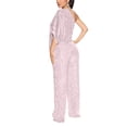 thumbnail image 3 of Fashion Jumpsuit for Women Sequin Sparkly One Shoulder Elastic Waist Jumper Glitter Evening Long Pant Clubwear, Pink, XXL, 3 of 3