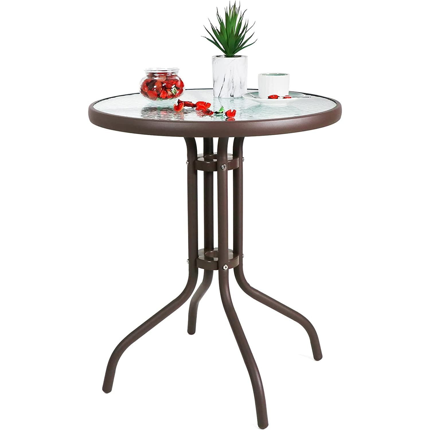 Love & Peace 24" x 24" Outdoor Bistro Table Metal Round Patio Side ...
