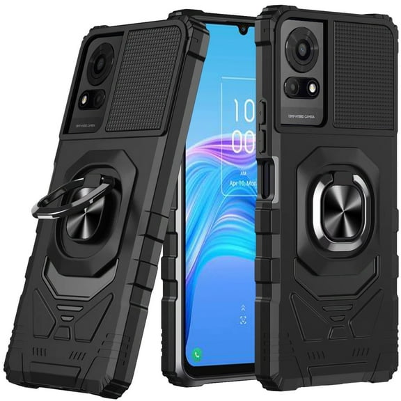 For TCL K24 T434D Robotic Ring Kickstand Phone Case - Black