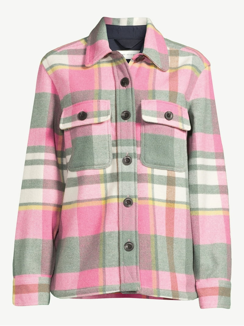 Free Assembly Women's Wool Blend Shacket - Stylish & Cozy Shirt