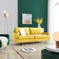 thumbnail image 3 of JULYFOX Milieu du Siècle Moderne Bouton Velours Touffeté Canapé Causeuse, Jaune, 3 of 8