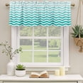 thumbnail image 3 of Geometric Turquoise Ombre Valances for Windows, Decorative Rod Pocket Window Valance Curtains, Modern Gradient White Ocean Striped Short Curtain Drapes for Living Room, 2 Panels, 42" W x 12" L, 3 of 8