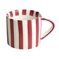 thumbnail image 2 of WD-Forest Red Ceramic Mugs Striped Espresso Mugs 8oz Hand-Painted Coffee Cups with Handle Porcelain Coffee Mug for Valentine's Day Gifts, 2 of 9
