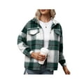 thumbnail image 3 of Women Oversized Plaid Button Down Shirt Shacket Jacket Long Sleeve Casual Fall Outwear with Pockets, 3 of 6