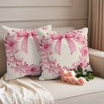 thumbnail image 2 of Pink Floral Pillow Covers 2 Pack Spring Flower Bow Pillowcase Waterproof Outdoor Throw Pillow Cover for Patio Garden Square Cushion 26”x26”, 2 of 9