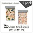 thumbnail image 3 of Ambesonne Owl Print Fitted Sheet Set 2 Pack All-Round Elastic, Colorful Forest Cartoon, Queen Size, Warm Taupe and Multicolor, 3 of 3