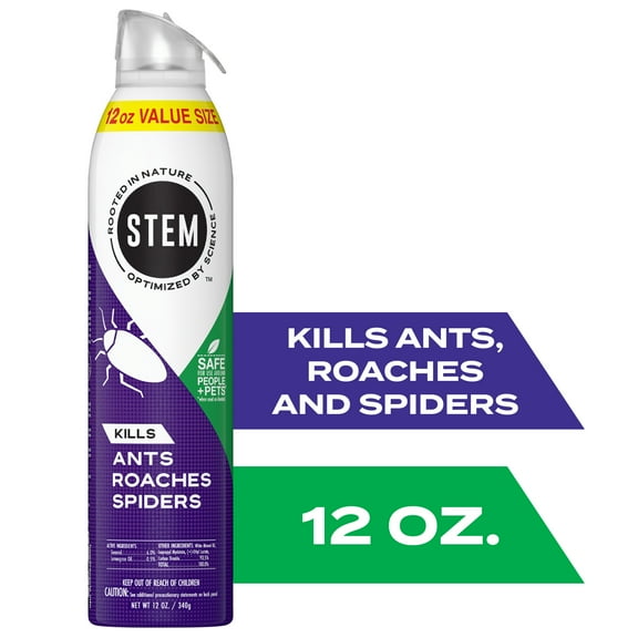 STEM Kills Indoor & Outdoor Ants, Roaches & Spider Insect Killer Bug Spray, 12 oz