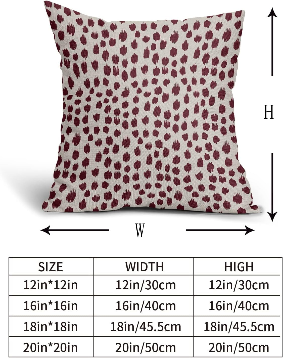 Burgundy Cream Pillow Covers 18x18 Set of 2 Boho Design Polka Dot Throw Pillows Modern Brush Strokes Print Decorative Outdoor Pillowcase Square Cushion Cover Linen Pillow Case for Home Sofa Couch Bed