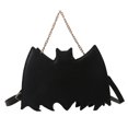 thumbnail image 1 of Bolso de mano para mujer con forma de ala de murciélago bolso de hombro con cadena bolso cruzado con cremallera negro, 1 of 9