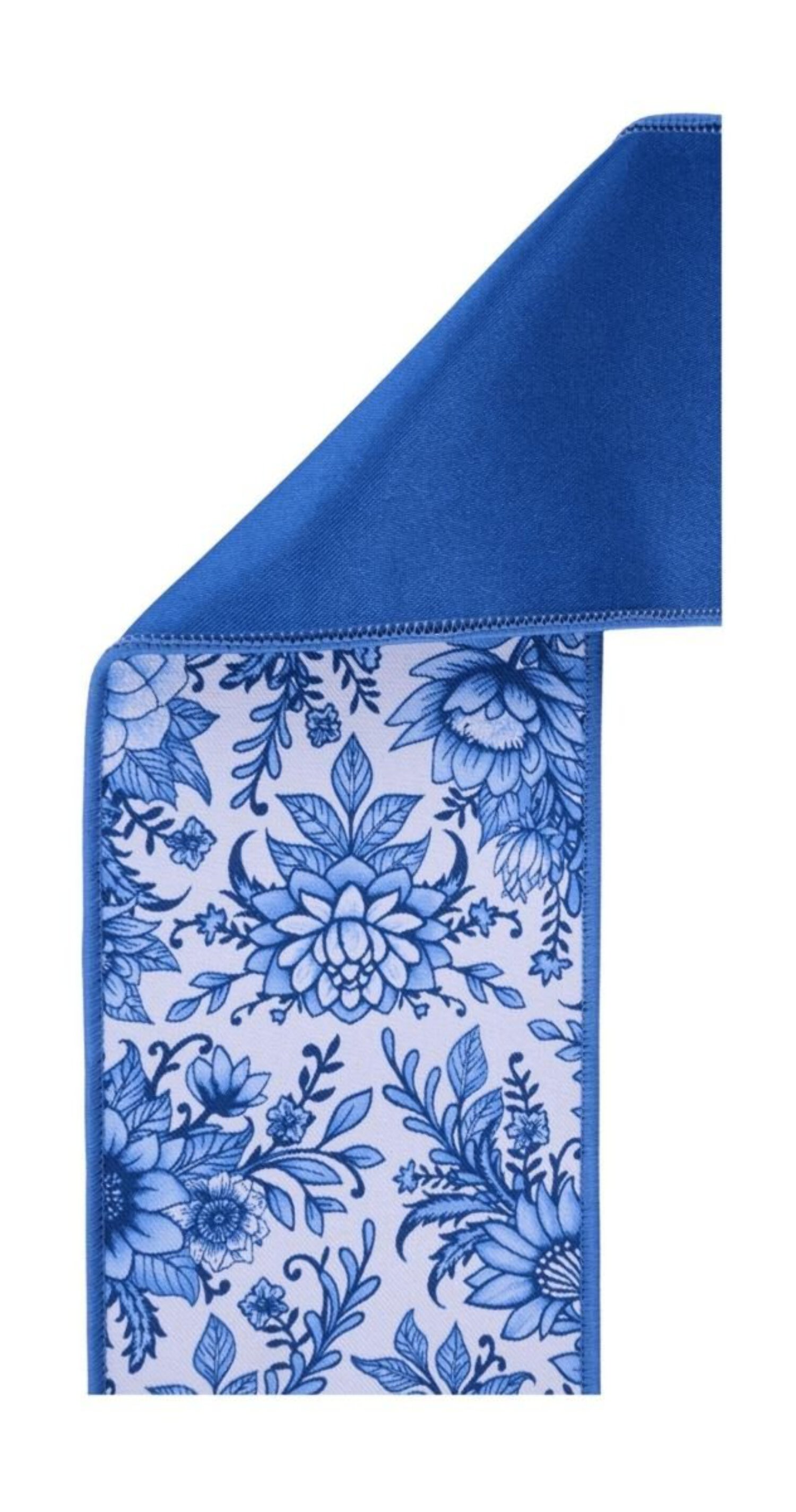 4in Chinoiserie Fused Ribbon: Blue (10 Yards)