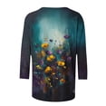 thumbnail image 3 of qucoqpe Womens Summer Tops Fashion Casual Floral Printed Crew Neck 3/4 Sleeve Tunic Blouses Loose Dressy Business Shirts, 3 of 5
