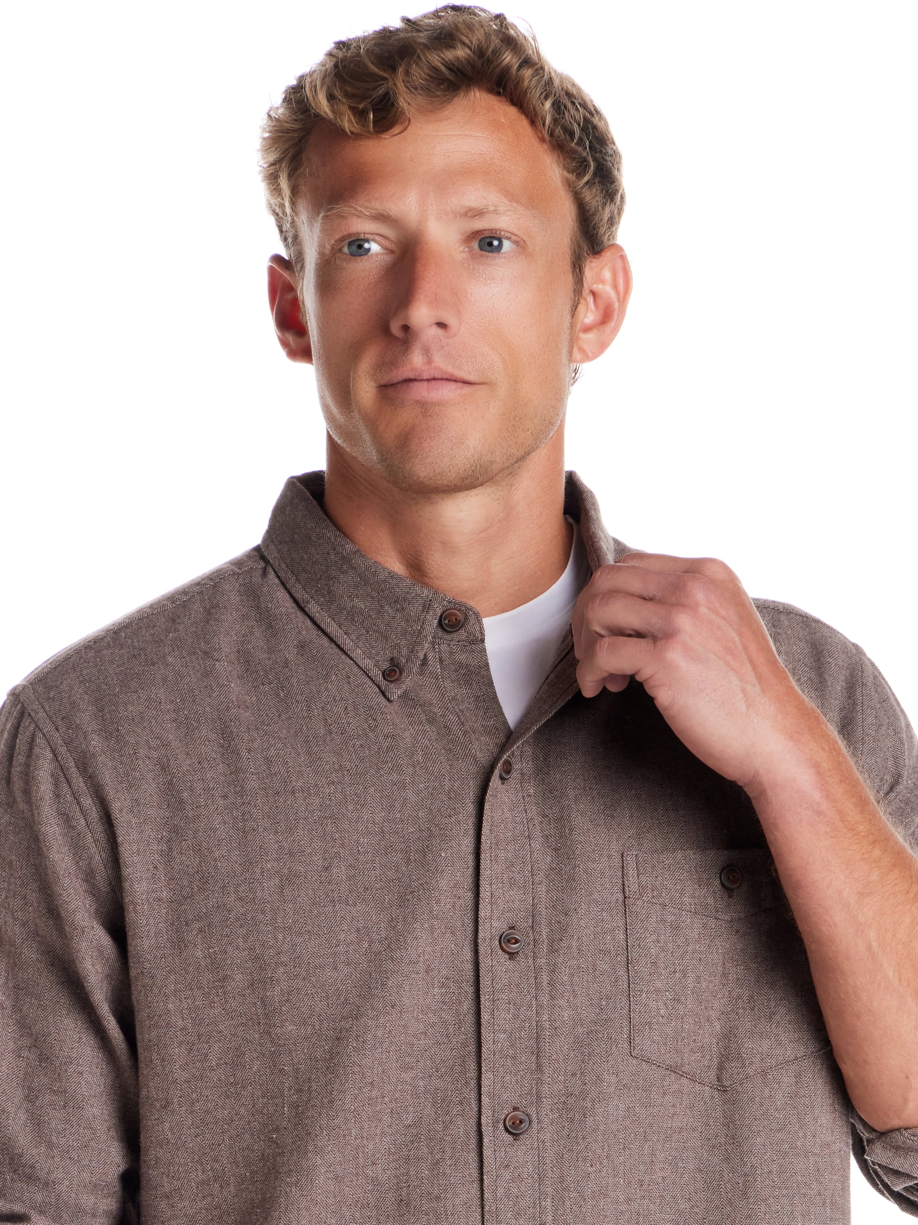 Frontier Threads Men's Long Sleeve Button Down Solid Flannel
