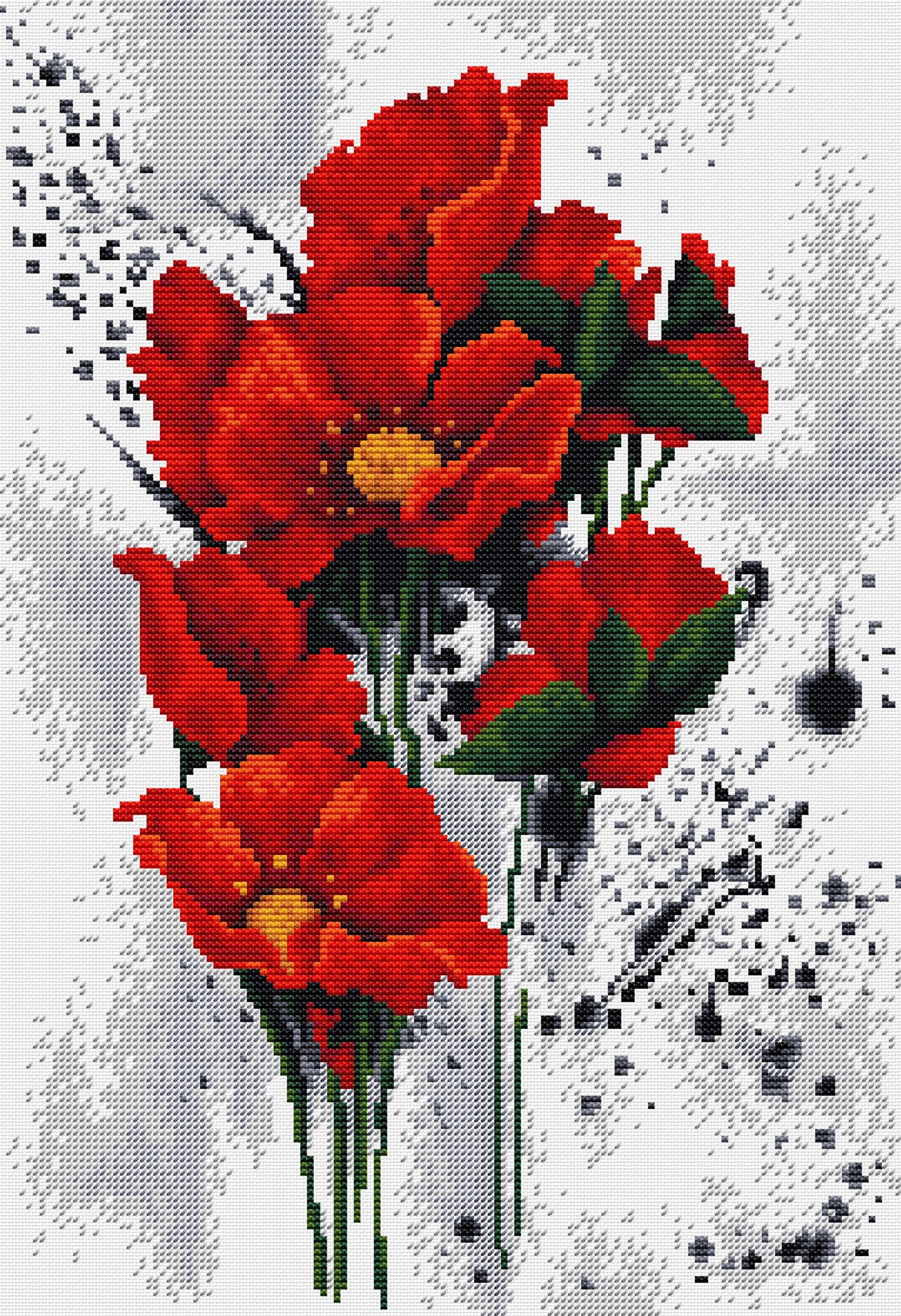 Luca-S The Red Poppies Counted Cross-Stitch Kit