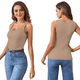 thumbnail image 3 of Camiseta Sin Mangas de Punto Acanalado Informal con Cuello Cuadrado de Verano para Mujer, Color Caqui M, 3 of 6