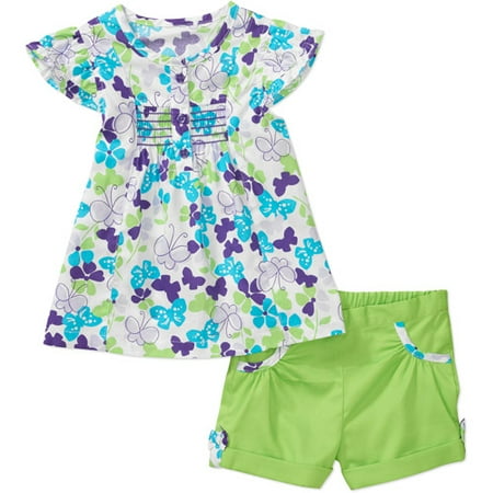 Healthtex Baby Girls' 2-Piece Printed Floral Top and Shorts Set