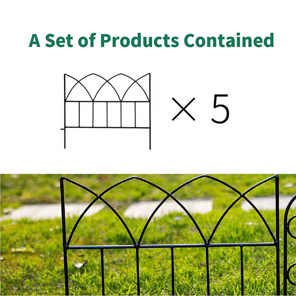 SCENDOR 5 Pack Garden Decorative Fences Panel 18"x16" for Flower Bed Edging Rustproof Dog Fencing for Yard 18 inch