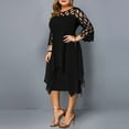 thumbnail image 3 of SMihono Robe d'Été pour Femmes Grande Taille Mode Patchwork Manches Trois-Quarts Robe Grande Taille, 3 of 9