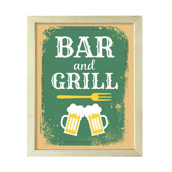 Designs ByLITA Bar And Grill, 5 x 7 Black Framed Wall Art Print | Funny Home Decor