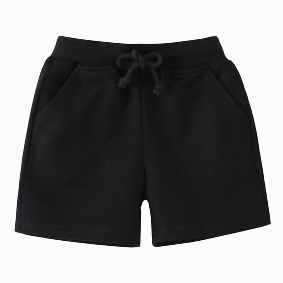 Splozh Boys Jersey Shorts Casual Summer Solid Color Cotton Pockets Boys Basketball Running Shorts Boys Beach Shorts,Black,2-3 Years