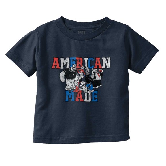 Popeye Characters American Made Toddler Boy Girl T Shirt Infant Toddler Brisco Brands 7T