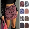 thumbnail image 6 of Women Close-fitting Short Skirt Y2K Clothes Ladies Printed Pattern High Waist Lace Hem Pencil Skirts Streetwear-Purple-L, 6 of 6