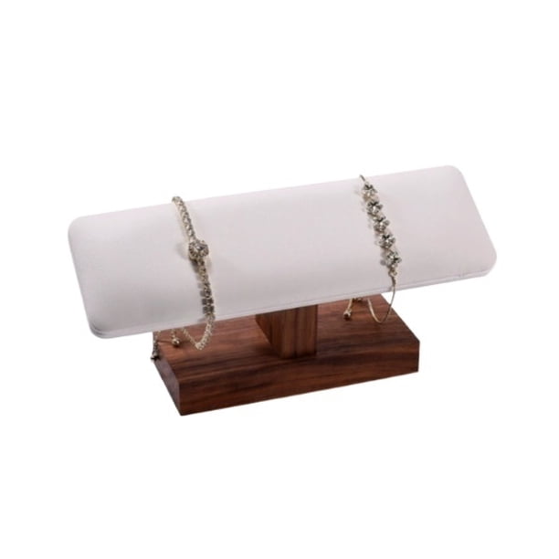 (Accesorios no incluidos) Soporte de exhibición de pulsera de nogal de cuero blanco estante de pulsera estante de almacenamiento de pulsera estante de joyería accesorios de exhibición de joyería