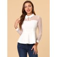 thumbnail image 4 of INSPIRE CHIC Blouse Transparente en Maille pour Femme à Manches Longues, Col Rabattu, Goutte d'Eau, Haut Péplum, 4 of 6