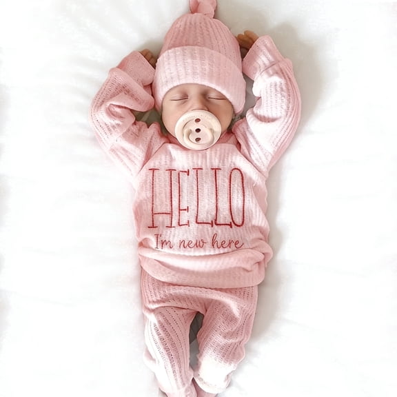 Ylsteed Newborn Baby Boy Girl Leisure Clothes Outfits Embroidery Long Sleeve Romper Bodysuit Baby Shower Coming Home Outfit Tops Pants Hat