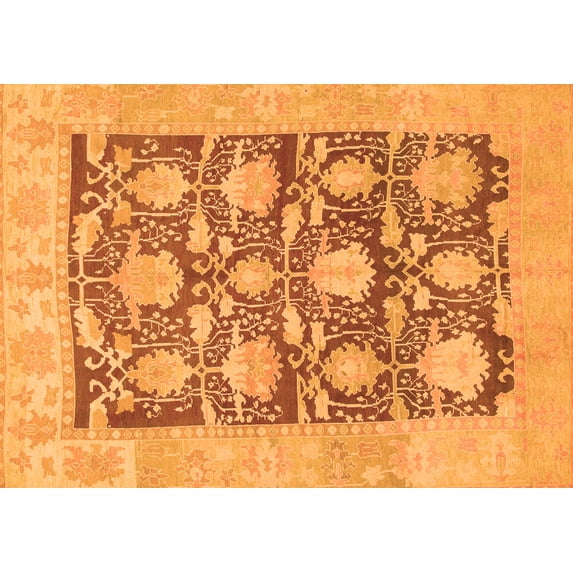 Ahgly Company Indoor Rectangle Abstract Orange Modern Area Rugs, 3' x 5'