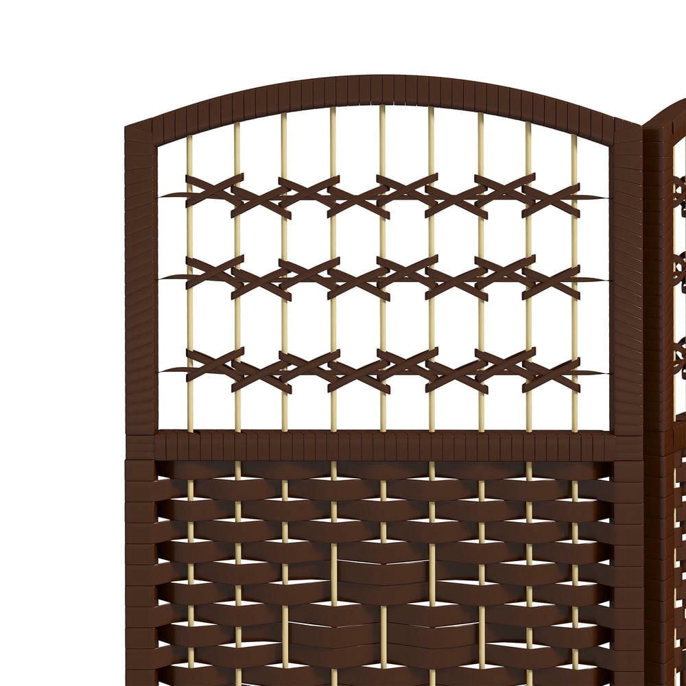 Resenkos 3-Panel Folding Room Divider - Portable Wave Fiber Privacy Screen Partition, for Home Office, Brown