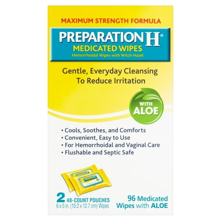 Preparation H Maximum Strength Formula Medicated Wipes, 48 count, 2 pack