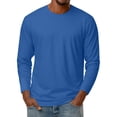thumbnail image 2 of Dresfit Thermal Shirts Men Long Sleeve Big and Tall Tops Fall Slim Fit Solid Color Crew Neck Athletic Shirt 2025 Oversized Plain Basic Fashion Dark Blue S, 2 of 7