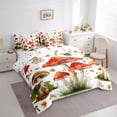 thumbnail image 3 of jejeloiu Cartoon Mushroom 7pcs Bedding Comforter Set,Tropical Botanical Plant Queen Bedding Sets,Red White Queen Sheet Sets For Girls Teens,Ultra Soft Home Decor Reversible, 3 of 8