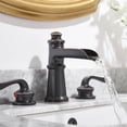 thumbnail image 2 of AWZTOO Widespread Waterfall Bathroom Faucet With Drain Assembly 3 Hole Bathroom Sink Faucets Double Handle 8 Inch Basin Vanity Taps Oil Rubbed Bronze, 2 of 5