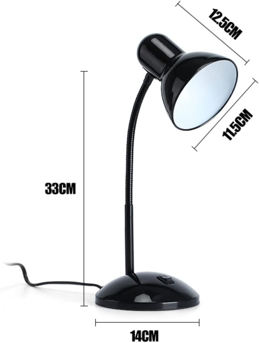EONQY Metal Desk Lamp, Eye-Caring Table Lamp, Study Lamps with Flexible Goose Neck for Working, Studying, Reading