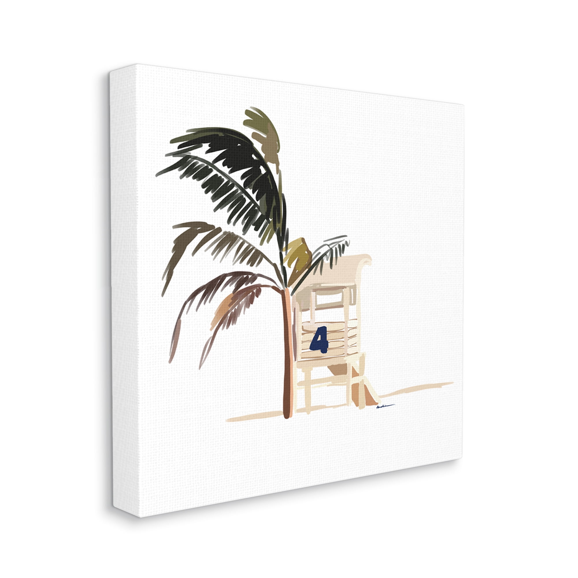 Stupell Industries Minimal Tropical Beach Botanical & Floral Painting Gallery Wrapped Canvas Print Wall Art, 30 x 30