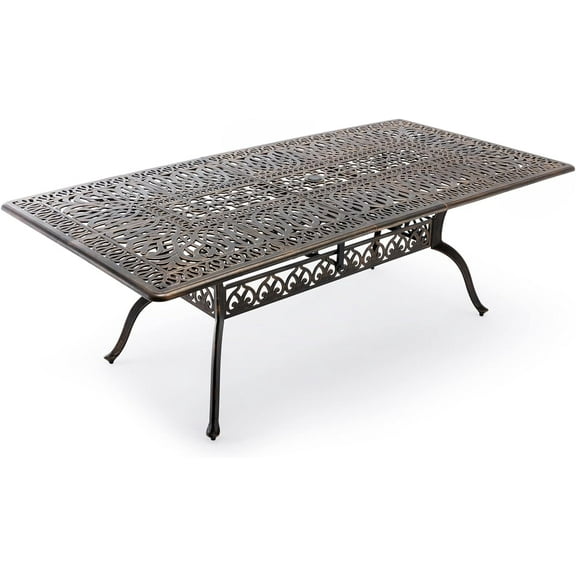 Outdoor Patio Dining Table - All-Weather Cast Aluminum 87" x 28.5“ Patio Rectangular Table with 2" Umbrella Hole for Balcony Lawn Garden Backyard