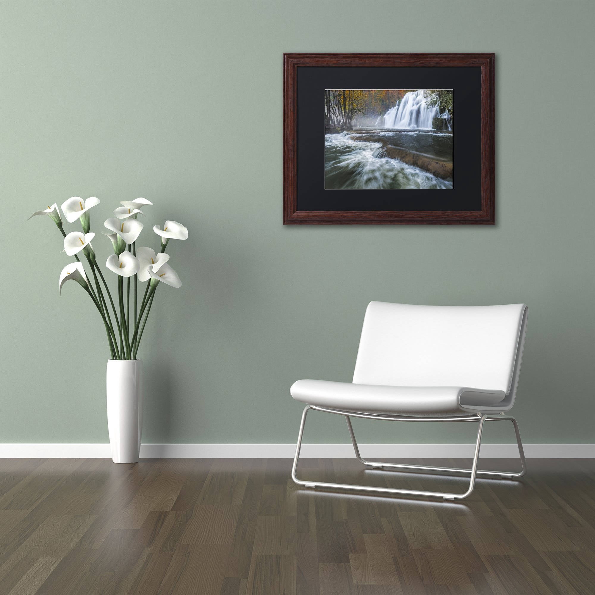 Trademark Fine Art "Waterfalls of Tufs in Jura" Canvas Art by Mathieu Rivrin, Black Matte, Wood Frame