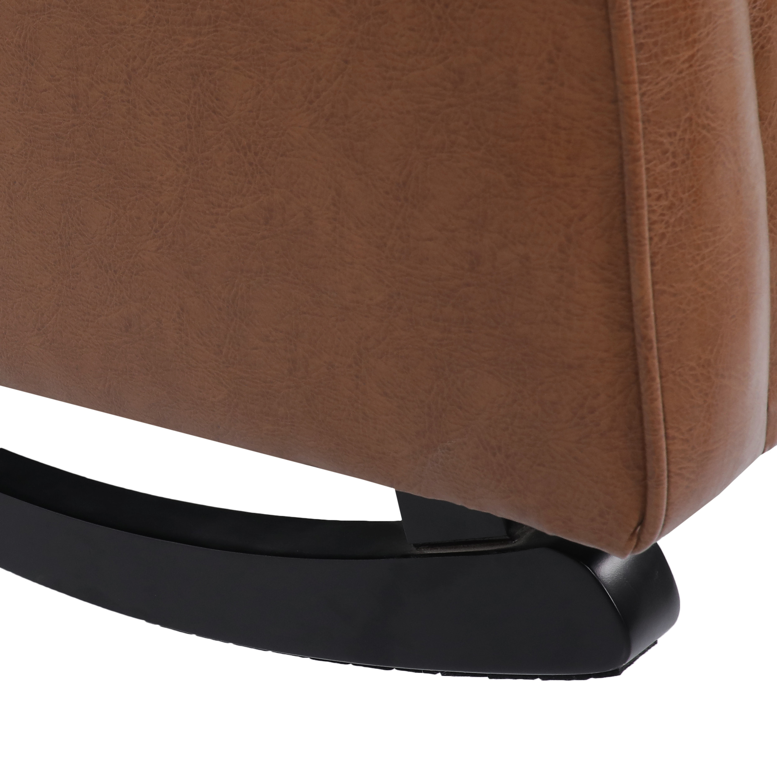 Noble House Dobles Faux Leather Tufted Wingback Rocking Chair, Cognac Brown and Dark Brown