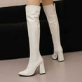 thumbnail image 3 of Boots for Women Knee High Fashion Casual Leather Pointed Toe Chunky Heel over The Knee Tall Boots Winter Fall Long Dress Knee-High Boots, 3 of 6