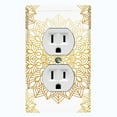 thumbnail image 1 of Metal Light Switch Plate Cover Mandala Yellow Flower Tile Pattern MDL098, 1 of 13