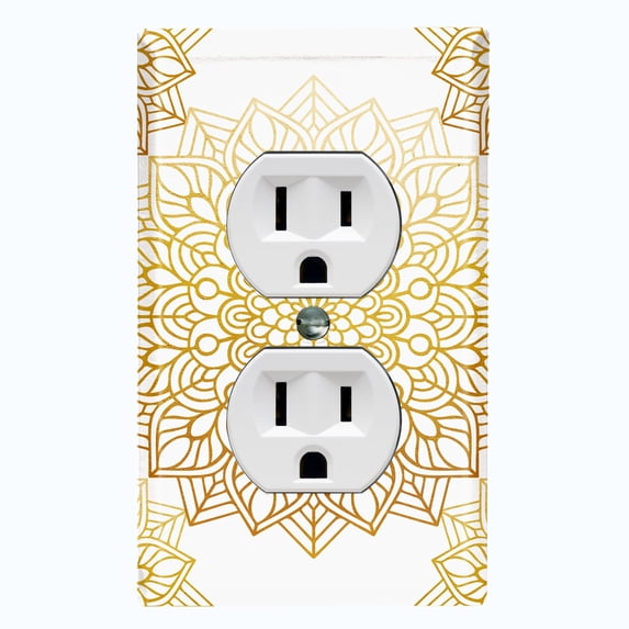Metal Light Switch Plate Cover Mandala Yellow Flower Tile Pattern MDL098